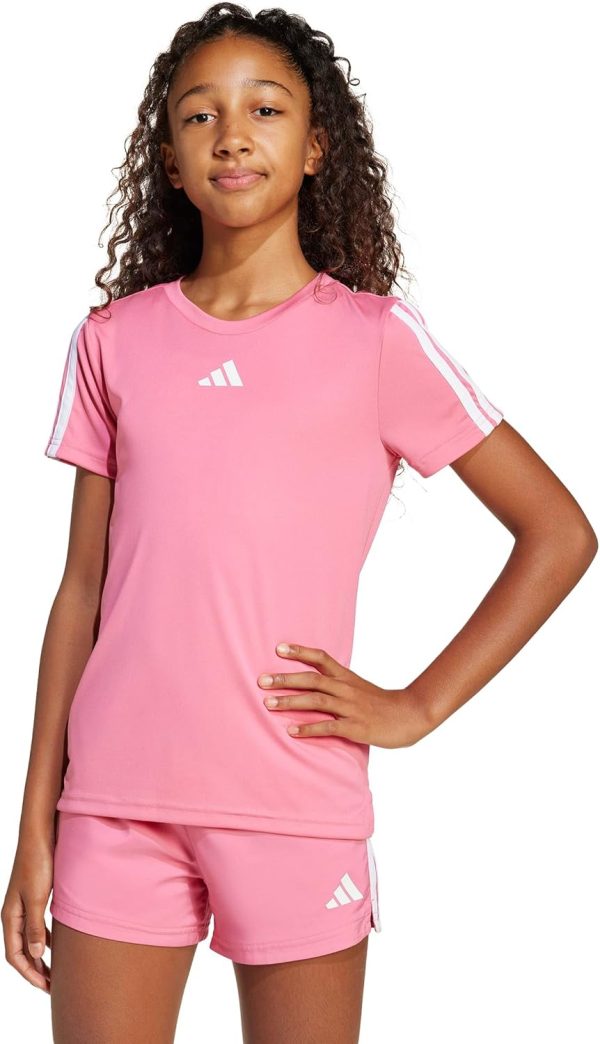 ⁦adidas Girls Training Essentials 3-Stripes Tee Kids T-Shirt⁩ - الصورة ⁦2⁩