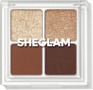 SHEGLAM Cosmic Crystal Eyeshadow Quad 4-Color Matte Glitter Eyeshadow Palette Rose Gold Warm Peach Brown Long Lasting Ultra Pigmented Smooth Blendable Eyeshadow-Higher Self