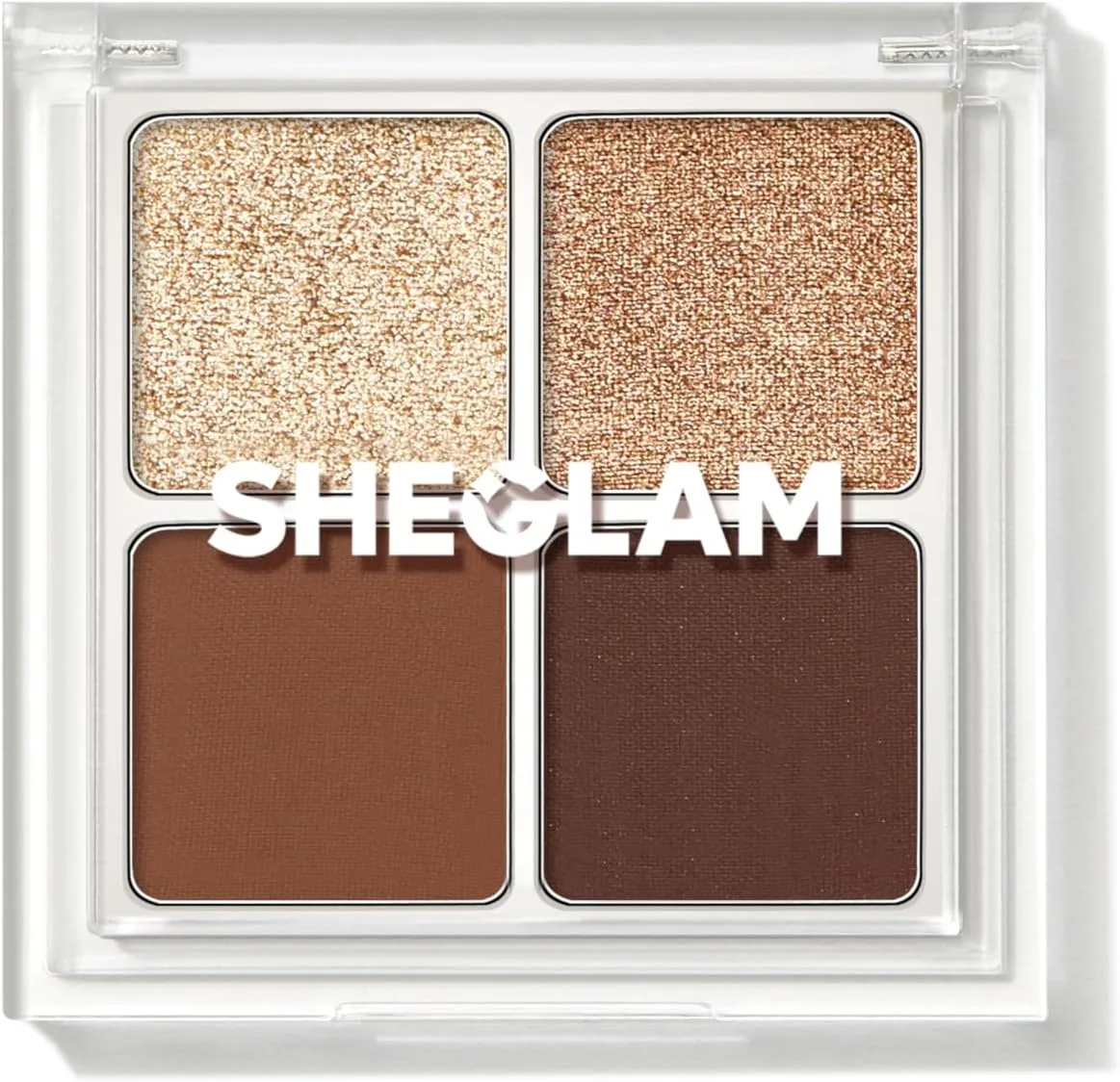 SHEGLAM Cosmic Crystal Eyeshadow Quad 4-Color Matte Glitter Eyeshadow Palette Rose Gold Warm Peach Brown Long Lasting Ultra Pigmented Smooth Blendable Eyeshadow-Higher Self