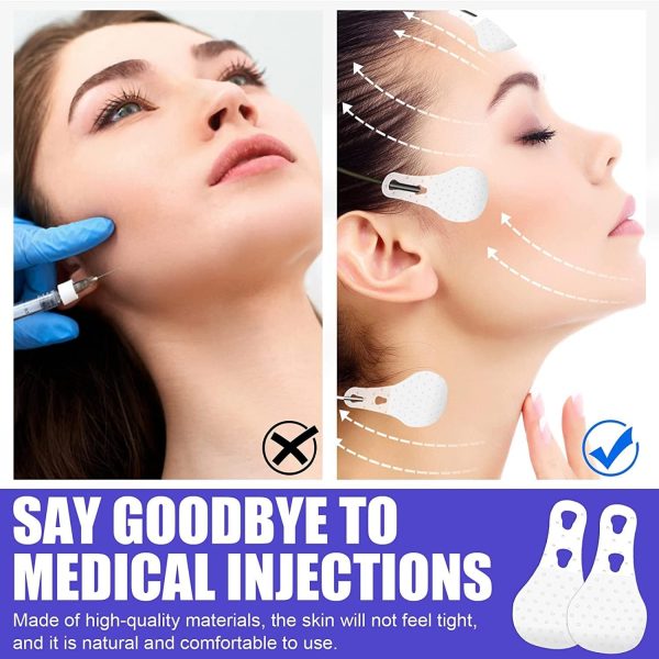 ⁦60 Pieces Face Lift Tapes Face Lifting Patch Invisible V-line Face lift Sticker Neck and Eye makeup Lift strips Waterproof Elasticity Double Chin Lift Patch with 4 Pieces Lifting Ropes for Women Girls⁩ - الصورة ⁦6⁩