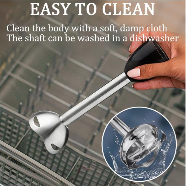 ⁦4 in 1 Hand Blender, 500W Stainless Steel Food Chopper, 2-Speed ​​Immersion Handheld Stick with 500ml Chopper, Egg Beater, Mixer, 700ml Measuring Cup for Baby Food, Smoothies, Puree⁩ - الصورة ⁦8⁩