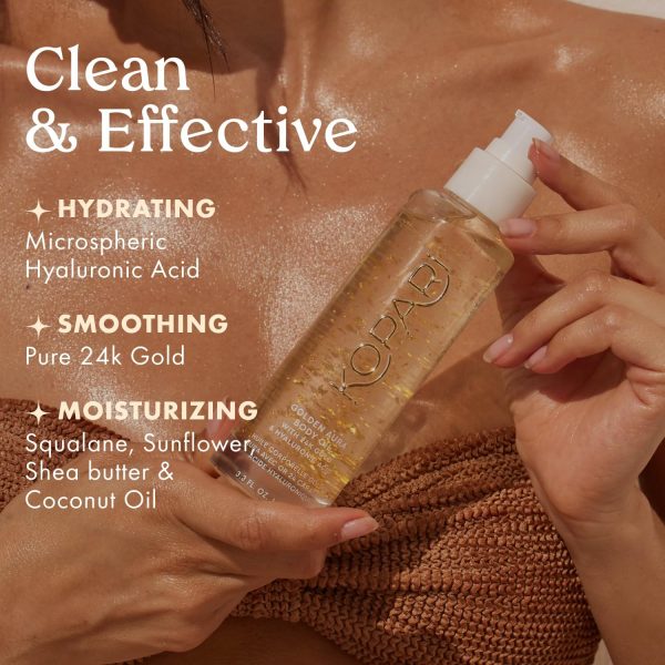 ⁦Kopari Golden Aura Body Oil with 24k Gold & Hyaluronic Acid - Hydrating Formula for Glowing Skin 3.3 oz⁩ - الصورة ⁦3⁩