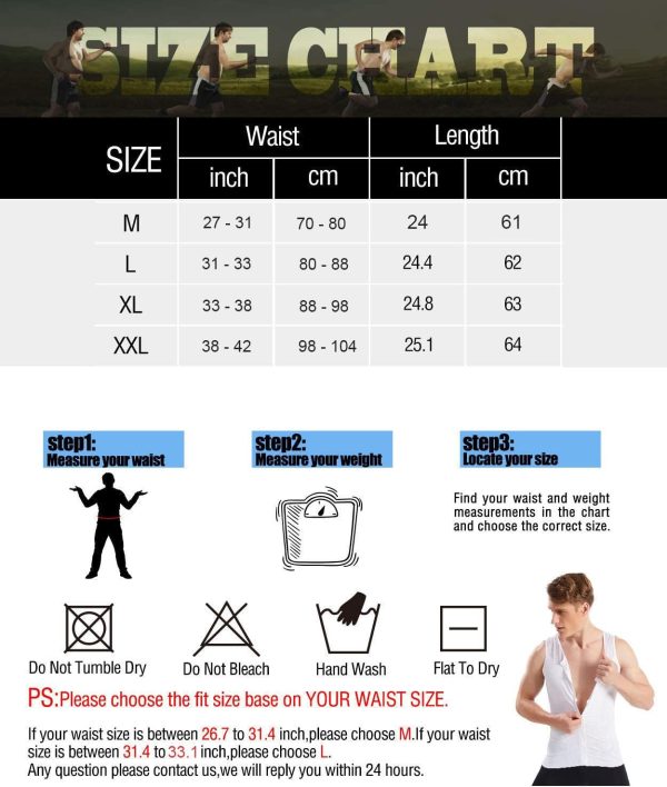 ⁦S SYMEFER Men Compression Vest Slimming Body Shaper Vest Double-Panel Compression Tummy Control Shapewear with Zipper⁩ - الصورة ⁦5⁩