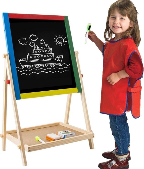 ⁦ANYUAN Easel for Kids,Art Easel for Kids,Double Sided Standing Chalkboard,Height Adjustable Double Sided Painting Activity Easel with Whiteboard Chalkboard for Boys Girls⁩ - الصورة ⁦2⁩