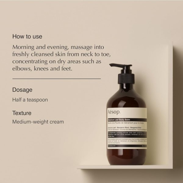 ⁦Aesop Geranium Leaf Body Balm | 500mL/16.67oz | Paraben, Cruelty-free & Vegan⁩ - الصورة ⁦2⁩
