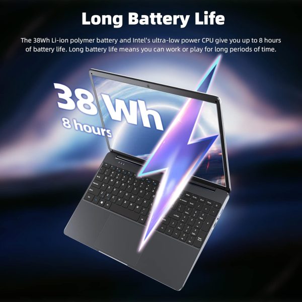 ⁦SGIN 15.6 Inch Laptop Computer, Celeron N5095A Processor, Windows 11 Laptop, DDR4 12GB SSD 512GB, 1920x1080 FHD, 7000mAh, USB 3.2, BT5.0, Type-C, Traditional Laptops for Business Student⁩ - الصورة ⁦5⁩