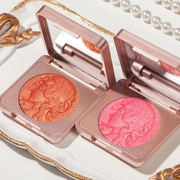 ⁦Soft Embossed Cheek Powder Blush Palette, Matte Face Powder Blush Palette, Embossed Blush, Face Matte Blush Palette Natural Luster (Pink+Orange)⁩ - الصورة ⁦7⁩