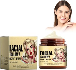 Lyaqbe Beef Tallow Honey Balm,Moisturising Cream, Deeply Moisturises the Skin Face Cream, Nourishes it and Maintains its Elasticity