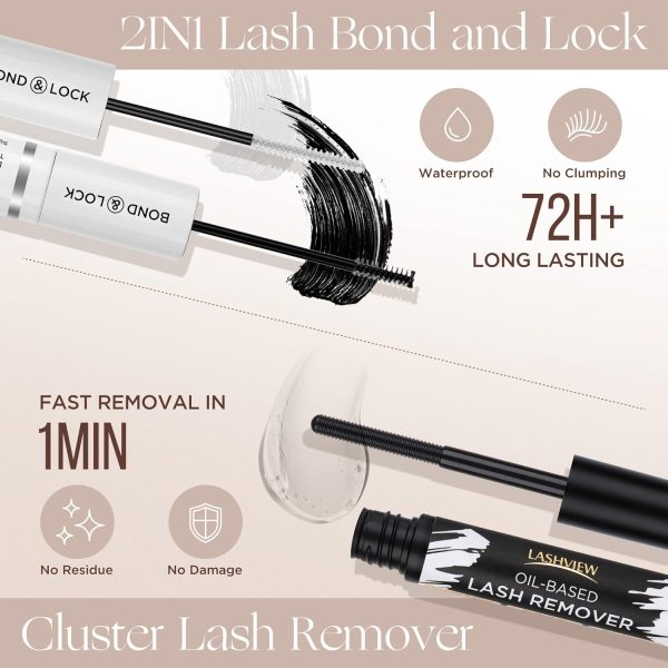 ⁦LASHVIEW DIY Cluster Eyelash Extensions 144 Pcs Reusable Individual Lashes Mega Volume Soft Black Synthetic Cluster Lashes⁩ - الصورة ⁦3⁩