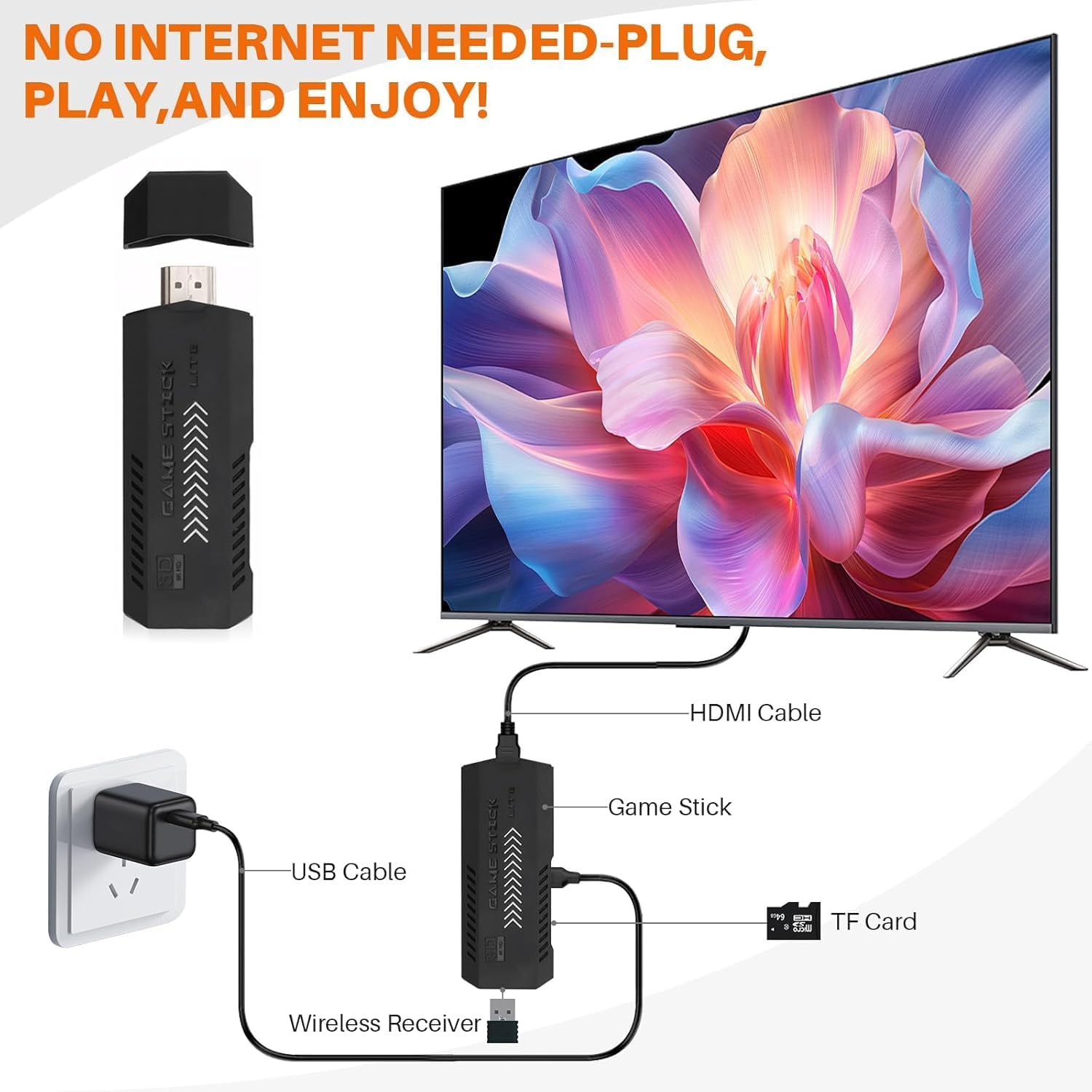 Sumkyle 2025 New Wireless Retro Game Console, 4K Retro Game Stick with 20,000+ Games and 9 Emulators Built-in, Plug and Play TV Video Games, 2.4G Wireless Controller(64G) 4 Sumkyle 2025 New Wireless Retro Game Console, 4K Retro Game Stick with 20,000+ Games and 9 Emulators Built-in, Plug and Play TV Video Games, 2.4G Wireless Controller(64G) - الصورة 4