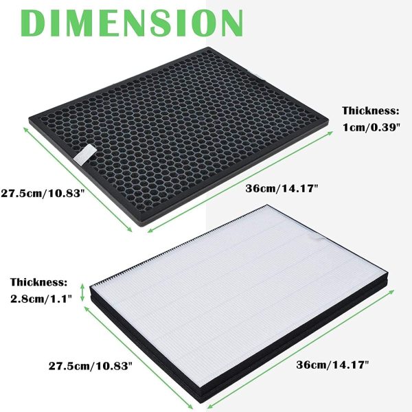 ⁦FY1413/40 Active Carbon & FY1410/40 HEPA Replacement Filter Set Compatible with Philips Air Purifier Series 1000 1000i, Replace AC1214 AC1215 AC1217 AC2729(HEPA Filter + Activated Carbon Filter)⁩ - الصورة ⁦2⁩