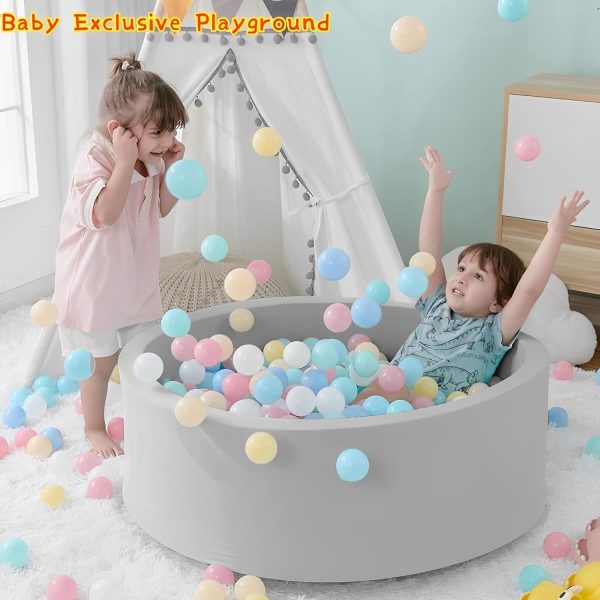 ⁦Beauenty Foam Ball Pit for Toddlers,35.5"x 11.9"Baby Ball Pit with Soft Memory Sponge,Indoor Outdoor Baby Playpen, Play Ball Pool for Infants Boys and Girls(Gray,NO Balls)⁩ - الصورة ⁦5⁩