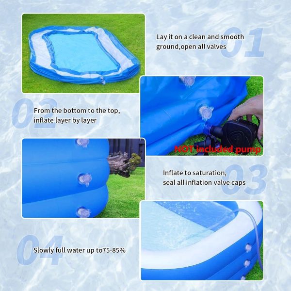 ⁦HI-FINE Inflatable Swimming Pool, Kiddie Pools for Kids, 59 x 42 x 22 inch Swimming Pool for Outdoors, Backyard⁩ - الصورة ⁦6⁩