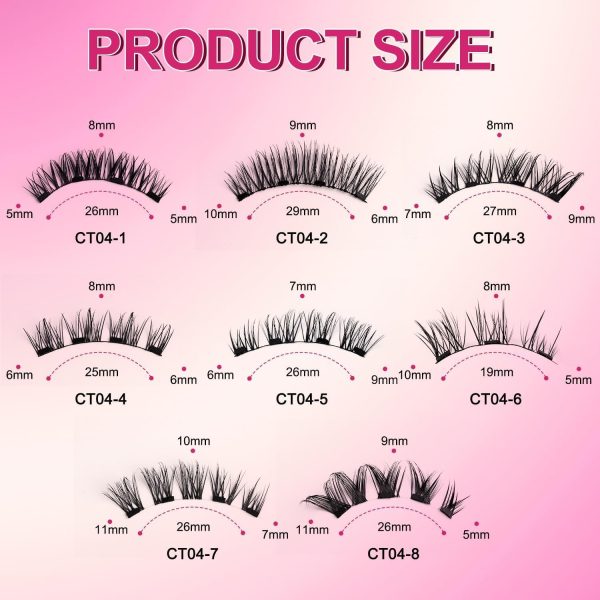 ⁦Magnetic Eyelashes,Natural Look Reusable Magnetic Eyelashes No Glue Needed,Eyelash Extension Tool,Upper and Lower Eyelash Combo Set Easy to Wear and Remove (CT04-2)⁩ - الصورة ⁦5⁩