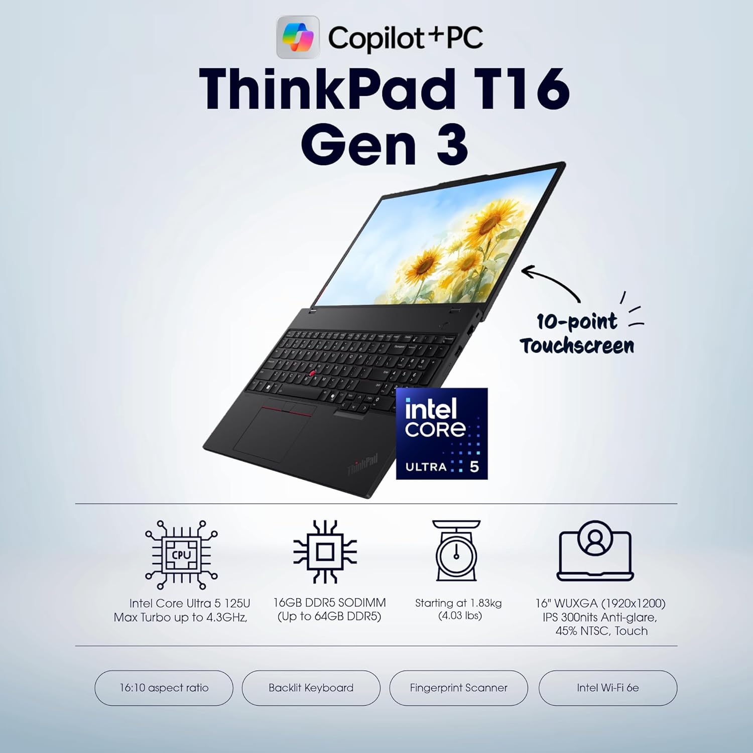 Lenovo ThinkPad T16 Gen 3 Business Laptop (16" FHD+, Intel 12-Core Ultra 5 125U (>i7-1355U), 16GB DDR5, 512GB SSD), 2X Thunderbolt 4, Fingerprint, Backlit, 5MP Webcam, Ethernet, Win 11 Pro, MAJ Deskp 2 Lenovo ThinkPad T16 Gen 3 Business Laptop (16" FHD+, Intel 12-Core Ultra 5 125U (>i7-1355U), 16GB DDR5, 512GB SSD), 2X Thunderbolt 4, Fingerprint, Backlit, 5MP Webcam, Ethernet, Win 11 Pro, MAJ Deskp - الصورة 2