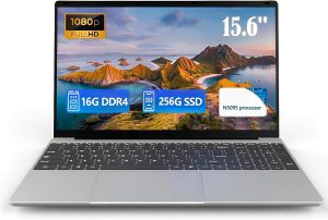 XYPLOXZ 15.6 Inch Laptop Computers, 1080P IPS Screen,N5095 Processor 4C 4T Up to 2.9Ghz 16GB RAM 256GB SSD, Latops with Fingerprint Recognition Backlit Keyboard,WiFi, USB-C(Data),USB 3.0, Webcam, HDMI
