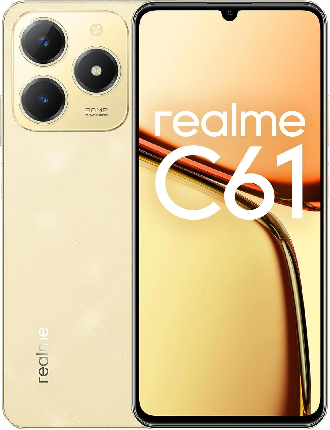 Realme C61 Dual-SIM 128GB ROM + 6GB RAM (GSM Only | No CDMA) Factory Unlocked 4G/LTE Smartphone (Sparkle Gold) - International Version