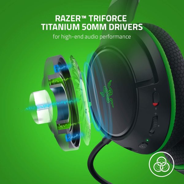 ⁦Razer Kaira Wireless Gaming Headset for Xbox Series X|S, Xbox One: Triforce Titanium 50mm Drivers - Cardioid Mic - Breathable Memory Foam Ear Cushions - EQ Pairing Button - Windows Sonic - Black⁩ - الصورة ⁦2⁩