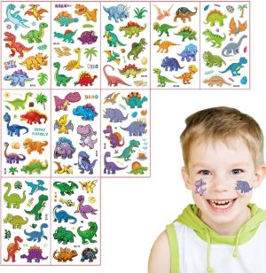 Dinosaur Temporary Tattoos, Boys Tattoos Waterproof Fake Tattoos Dinosaur Cartoon Tattoo Stickers for Children Party Bag Fillers Kids' Tattoo Pass The Parcel Gifts Dinosaur Party Favours, 20 Sheets