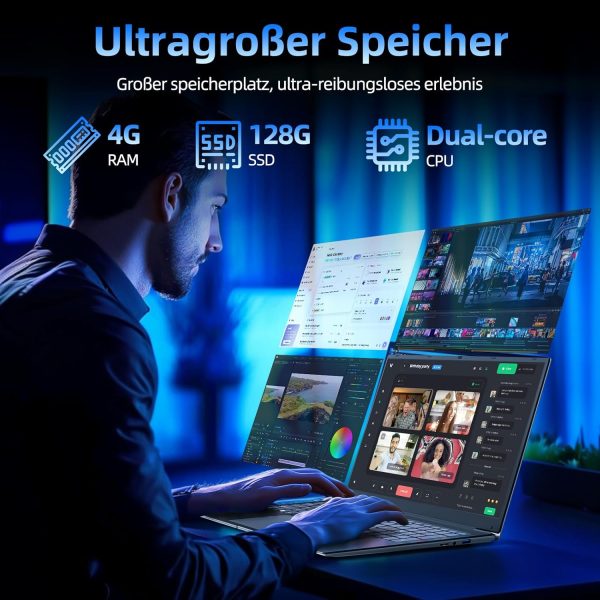⁦SGIN 17.3 Inch Laptop 4GB RAM 128GB SSD ROM Notebook, Core I3, FHD IPS, 2 x USB 3.2, Bluetooth 4.2, Dual Band WiFi, Expandable Memory 512GB TF 7000mAh⁩ - الصورة ⁦4⁩