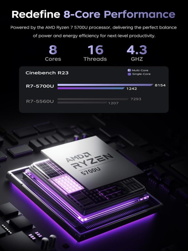 ⁦KAIGERR 2025 AMD Laptop, 15.6inch Laptop Computer with AMD Ryzen 7 5700U(8C/16T, Up to 4.3GHz), 16GB RAM 512GB NVMe SSD Windows 11 Laptop, Radeon RX Vega 8 Graphics,WiFi 6⁩ - الصورة ⁦2⁩