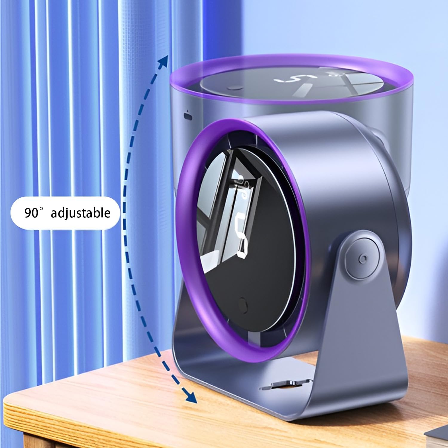 KRCIQMV Table Wall Ceiling Fan 1800mAh USB Rechargeable - 5-Speed Hands-Free Cooktop Cooler, Oil-Proof ABS, 180° Tilt, Purple Desk Fan for Office Home 2 KRCIQMV Table Wall Ceiling Fan 1800mAh USB Rechargeable - 5-Speed Hands-Free Cooktop Cooler, Oil-Proof ABS, 180° Tilt, Purple Desk Fan for Office Home - الصورة 2