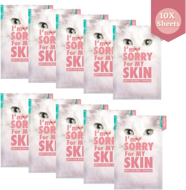 ⁦I'M SORRY FOR MY SKIN pH5.5 Jelly Face Mask Sheet Korean Skin Care, Soothing and Hydrating Face Masks Skincare Set, Spa Day Gifts for Women Self Care Items - Pack of 10⁩ - الصورة ⁦2⁩