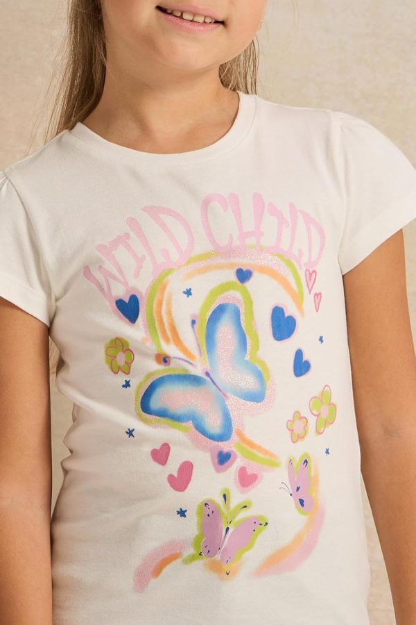 ⁦REDTAG Girls White Wild Child Placement Print Blouse⁩ - الصورة ⁦5⁩