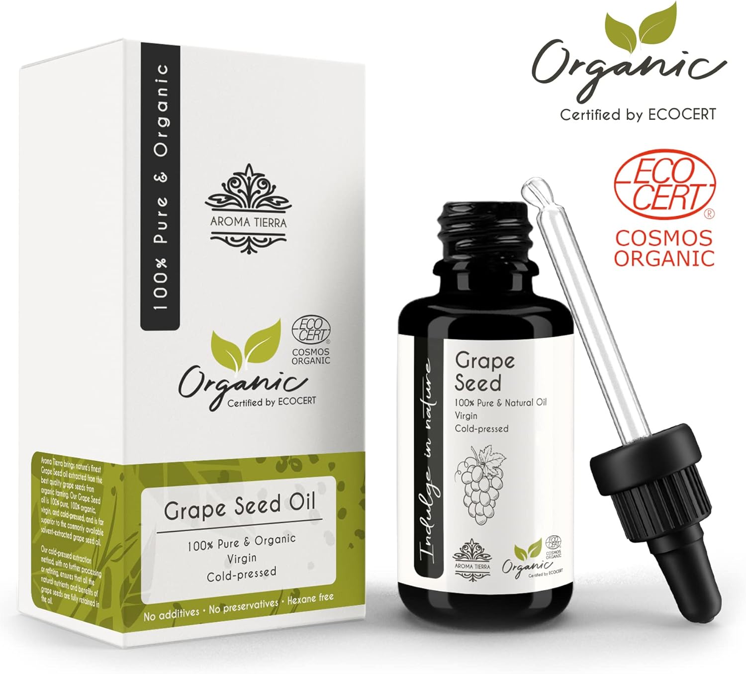 Aroma Tierra Organic Grape Seed Oil Grapeseed (France) - 100% Pure Cold Pressed Natural Unrefined Virgin Hexane Free - For Face, Body, Hair - Glow, Acne, Anti-aging - Dry, Normal & Oily Skin - 30ml 6 Aroma Tierra Organic Grape Seed Oil Grapeseed (France) - 100% Pure Cold Pressed Natural Unrefined Virgin Hexane Free - For Face, Body, Hair - Glow, Acne, Anti-aging - Dry, Normal & Oily Skin - 30ml - الصورة 6