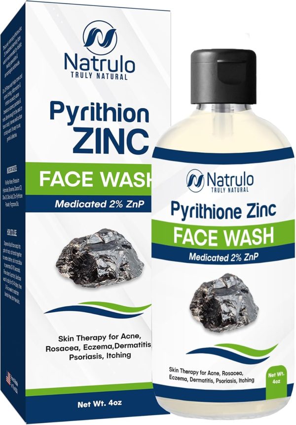 Pyrithione Zinc Face Wash | 2% ZnP Zinc Soap Skin Therapy Body Cleanser for Acne, Rosacea, Eczema, Dermatitis, Psoriasis, Itching | Cleansing, Calming Facial Wash | Zinc Face & Body Wash Made in USA