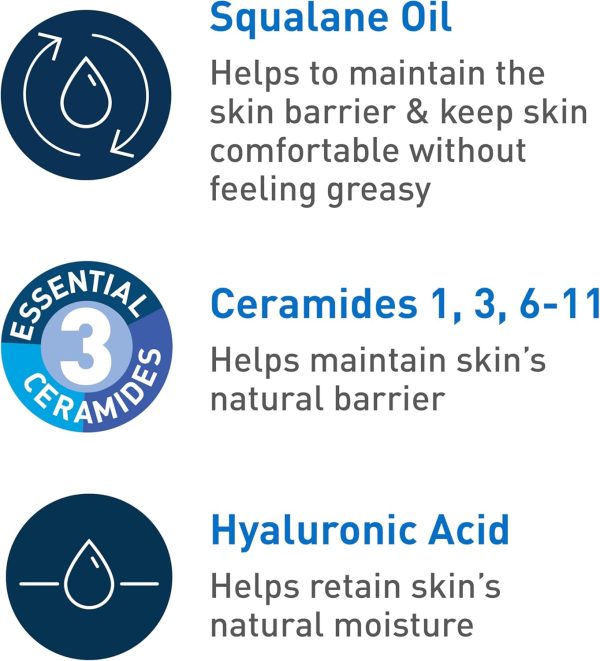 ⁦CeraVe Hydrating Foaming Oil Cleanser | Moisturizing Oil Cleanser for Face & Body | Squalane Oil + Hyaluronic Acid + Ceramides | For Dry to Very Dry Skin | Fragrance Free & Residue Free | 19 FL Oz⁩ - الصورة ⁦7⁩