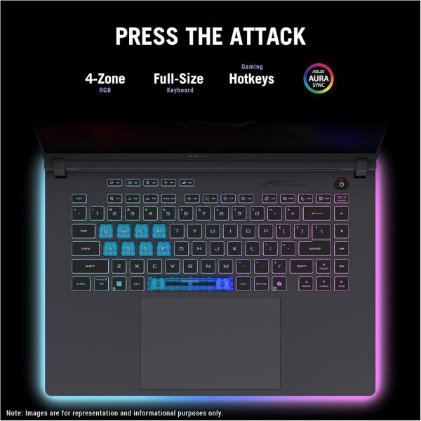 ⁦ASUS ROG Strix G16 Gaming Laptop, Intel i7-14650HX, 32 GB DDR5 RAM, 2 TB PCIe SSD, 16” FHD+ (1920x1200) Display, Nvidia G-Force RTX 5060, 4-Zone RGB Keyboard, W11 Pro, Eclipse Gray⁩ - الصورة ⁦2⁩