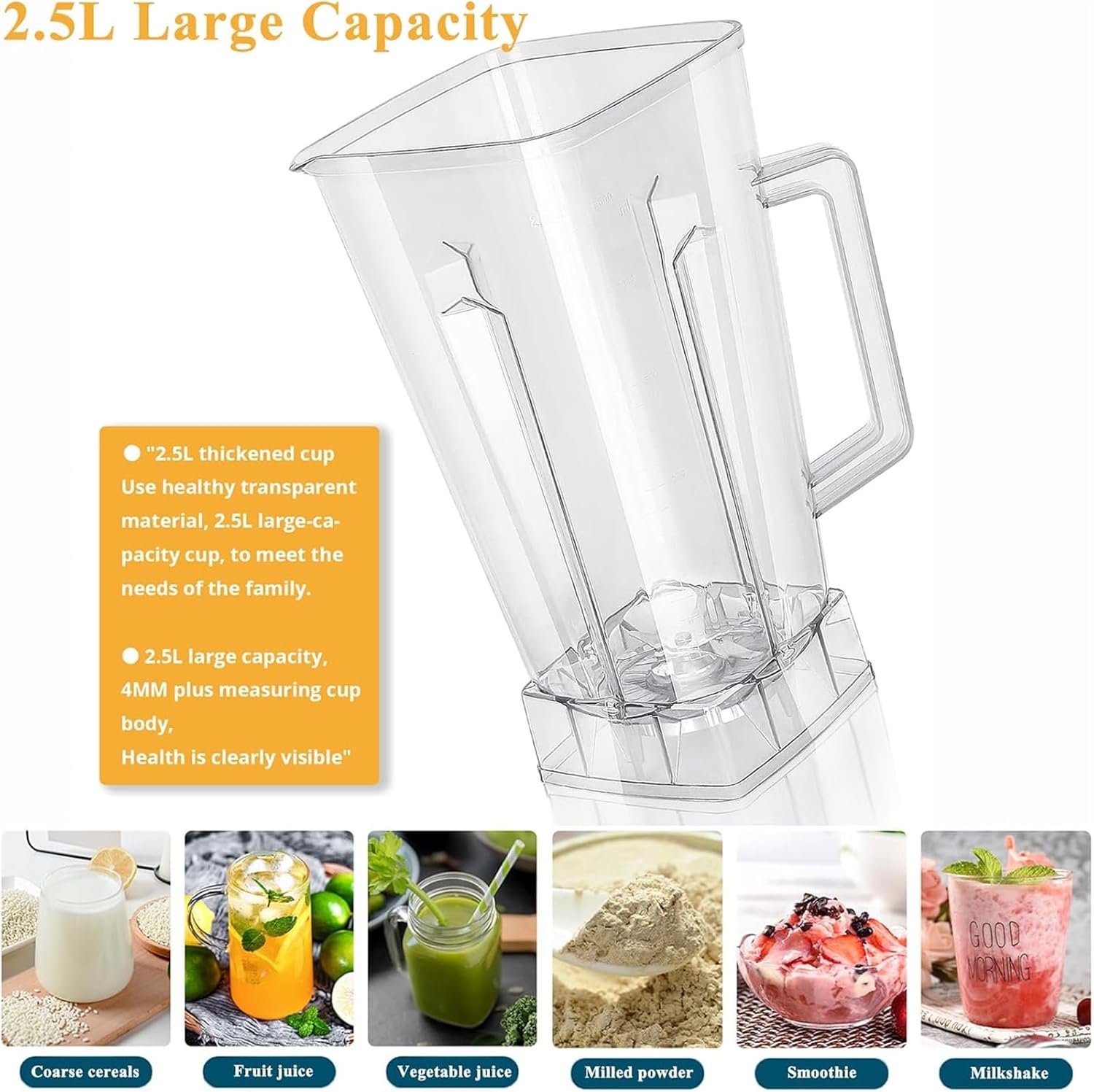 MOTIM Professional Blender, Smoothie Blender, Fruit Juicer, Home and Commercial Blender, Blender for kitchen 2000ml for Crushing Ice, Frozen Dessert, Fruit 3 MOTIM Professional Blender, Smoothie Blender, Fruit Juicer, Home and Commercial Blender, Blender for kitchen 2000ml for Crushing Ice, Frozen Dessert, Fruit - الصورة 3