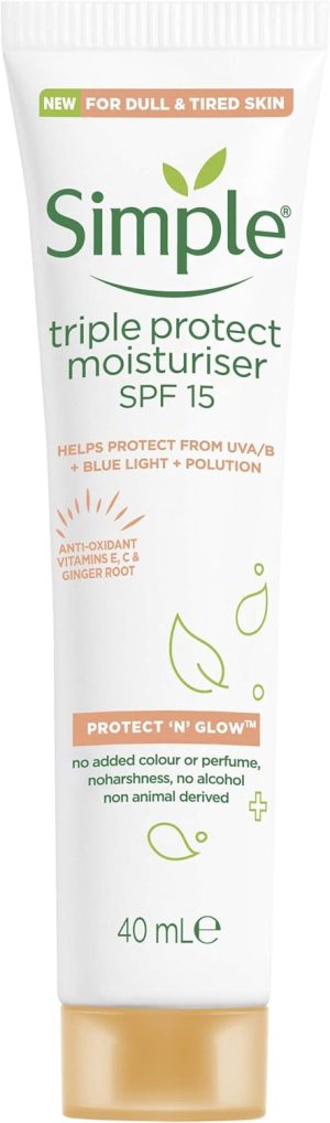 Simple Protect 'N' Glow SPF 30 For Glowing Skin Triple Protection Moisturiser Non-Chalky Vitamin C Face Cream 40 ml