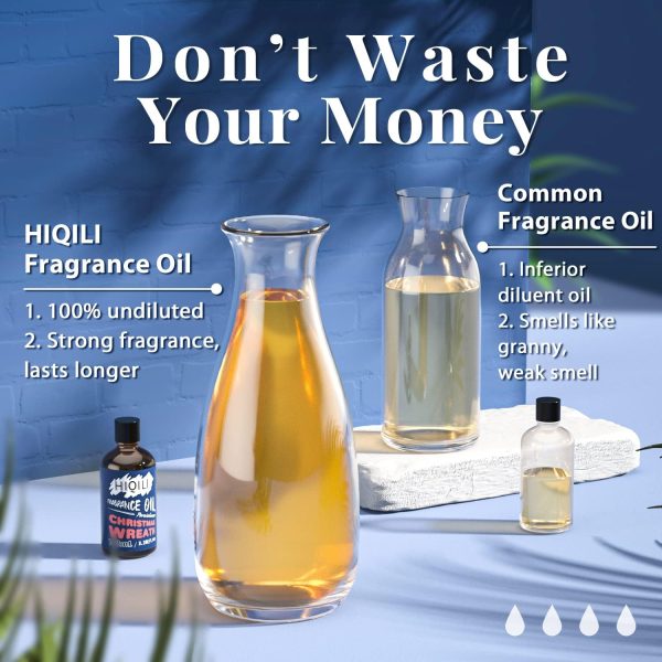 ⁦HIQILI Christmas Wreath Essential Oil 100ml - Pure Fragrance Oil for Diffuser, Aromatherapy, DIY Candle Soap Perfume Lotion Making, 3.38 Fl Oz⁩ - الصورة ⁦4⁩