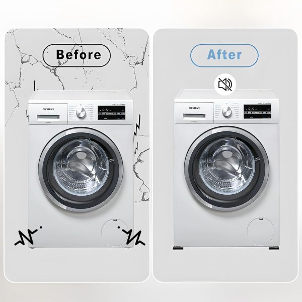 ⁦Azonee 4 Pieces Washing Machine Anti-Vibration Pads, Shock Absorption Non-Slip Grip Feet Pads Black Rubber Anti-Vibration Pads for Washing Machines and Dryers, Washing Machine Feet Pads⁩ - الصورة ⁦5⁩