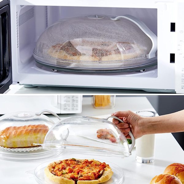 ⁦Paporich Microwave Splatter Cover for Food, Clear Splash Guard Cooker Lid, Large Plate Cover With Handle Steam Vents, BPA-Free, Food Guard Lid⁩ - الصورة ⁦6⁩