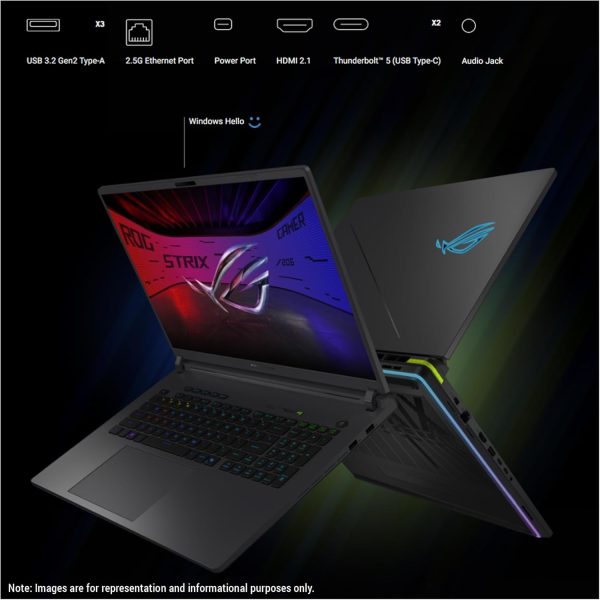 ⁦ASUS ROG Strix G18 Gaming Laptop, Intel Ultra 9-275HX, 32 GB DDR5 RAM, 4 TB PCIe SSD, 18" 2.5K (2560x1600) 240Hz Nebula Display, N-vidia G-Force RTX 5070Ti, 4-Zone RGB Keyboard, W11 Pro, Eclipse Gray⁩ - الصورة ⁦4⁩