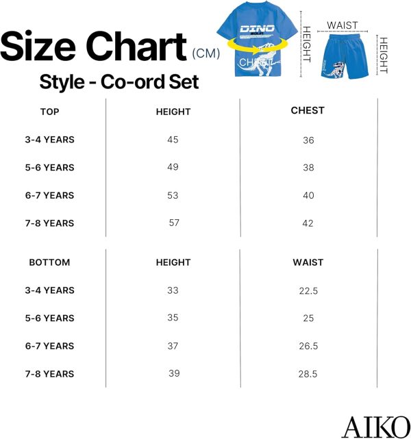 ⁦Aiko-boys stylishprinted t-shirt & short pant set-3-4y - blue, 3-4 Years⁩ - الصورة ⁦5⁩