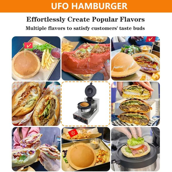 ⁦1300W Electric Burger Making Machine, Stainless Steel Panini Sandwich Hot Press Machine, No Coating, Temperature/Time Control⁩ - الصورة ⁦7⁩