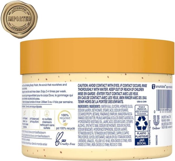 ⁦Dove Crushed Almond & Mango Butter Exfoliating Body Polish Scrub - 10.5 fl oz⁩ - الصورة ⁦3⁩