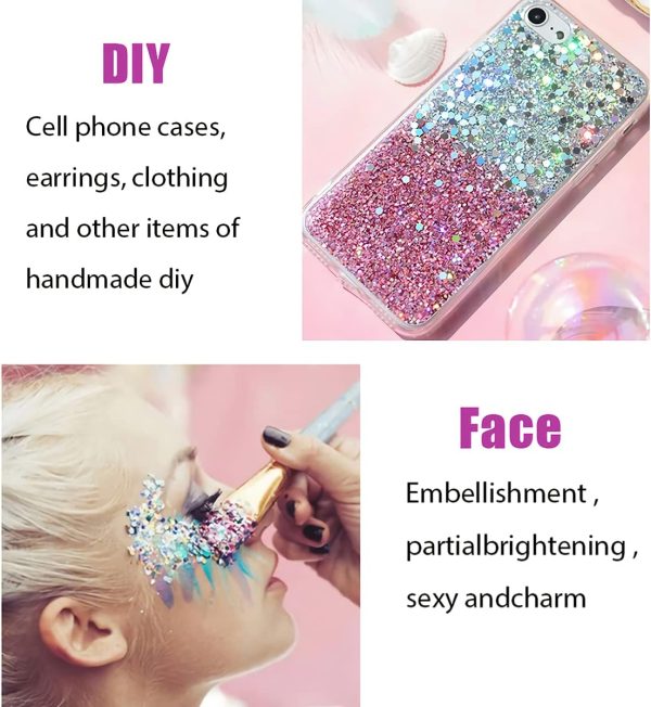 ⁦Aerbee Body Face Glitter Gel, 2 PCS Sparkling Body Glitter Gel Makeup for Face Nail Eye Lip Hair, Beautiful Shining Cosmetic Eyeshadow Glitter for Festival Party Art DIY⁩ - الصورة ⁦5⁩