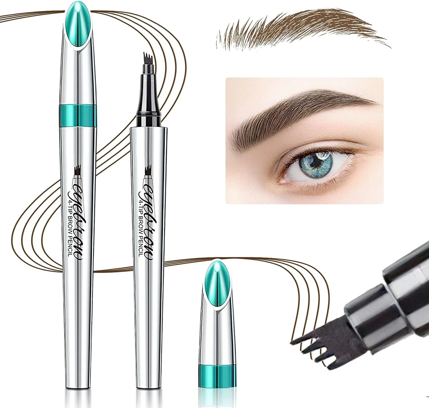 Azonee Eyebrow Pencil, Eyebrow Microblading Pen, Eye Makeup Eyebrow Pen Micro 4 Point Brow Pen Lift & Snatch Eyebrow Microblading Pen Long-Lasting Waterproof Natural Eyebrow Hair (Dark Brown)