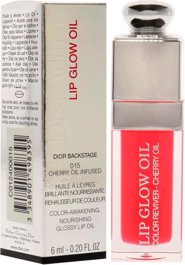 ⁦Dior Addict Lip Glow Oil - # 015 Cherry - 6ml/0.2oz⁩ - الصورة ⁦3⁩