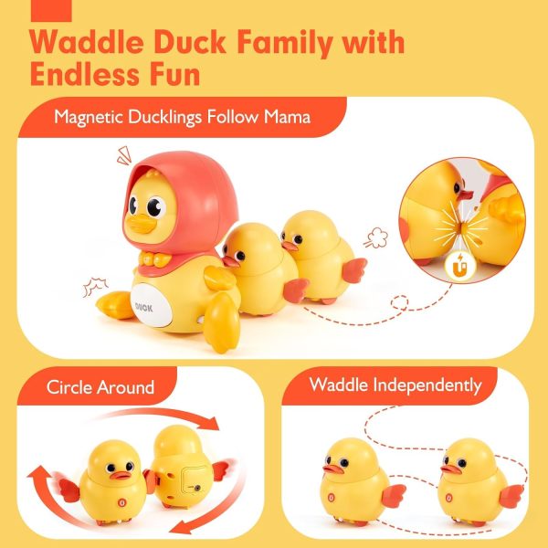 ⁦Crawling Baby Toys 6-12 Months, Musical Mother Duck and Ducklings Toy, Tummy Time Toys Moving Development Toy, for Girl Boy Shower Gifts (duckling)⁩ - الصورة ⁦3⁩