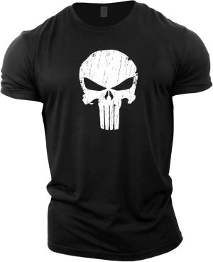 GYMTIER Skull Men's Gym T-Shirt Bodybuilding Training Workout Lifting Top Clothing
