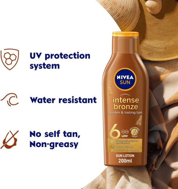 ⁦NIVEA SUN Tanning Lotion, Carotene, Vitamine E, SPF 6, 2 x 200ml⁩ - الصورة ⁦4⁩