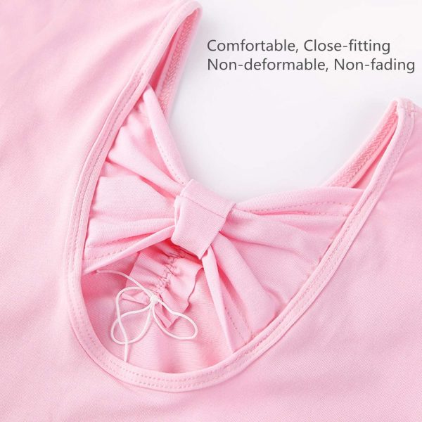 ⁦Girls Ballet Dress Tutu Slim Dance Leotards Dress Short Sleeve Dress (6-7 Years Old)⁩ - الصورة ⁦6⁩