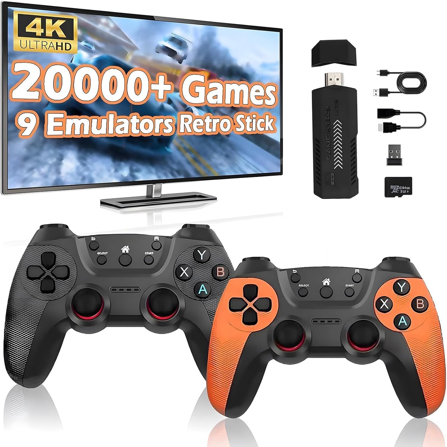 Sumkyle 2025 New Wireless Retro Game Console, 4K Retro Game Stick with 20,000+ Games and 9 Emulators Built-in, Plug and Play TV Video Games, 2.4G Wireless Controller(64G) 1 Sumkyle 2025 New Wireless Retro Game Console, 4K Retro Game Stick with 20,000+ Games and 9 Emulators Built-in, Plug and Play TV Video Games, 2.4G Wireless Controller(64G)