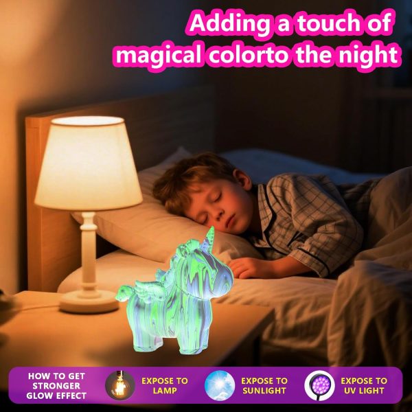⁦Beauenty Unicorn Paint Pouring Art Kit，Luminous Toy，Craft Kit Suitable for Children Aged 6-12，Girls and Boys, Children's Birthday Gift Toy, 4 5 6 7 8 9 10+⁩ - الصورة ⁦5⁩